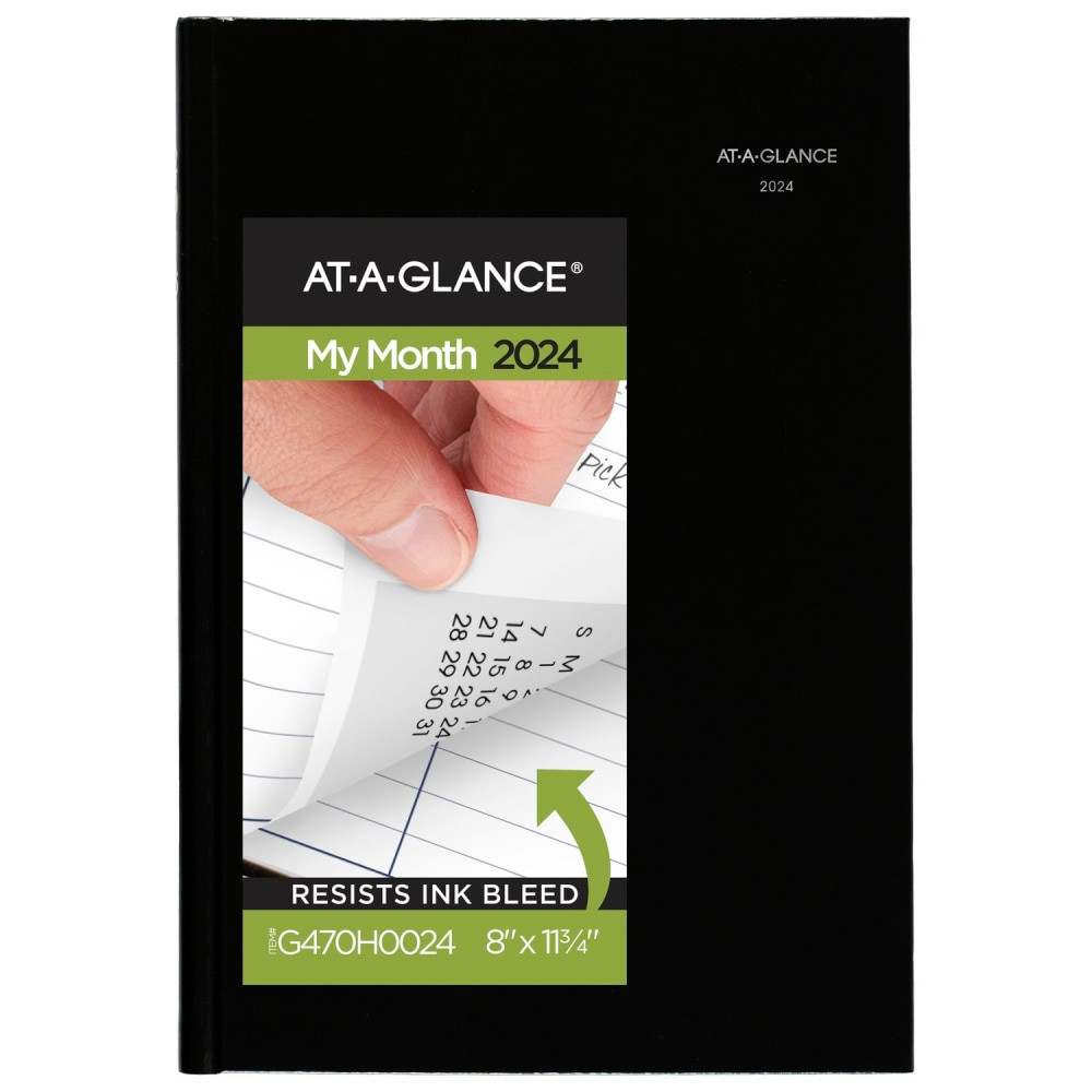 ACCO BRANDS USA, LLC AT-A-GLANCE G470H0024 2023-2025 AT-A-GLANCE DayMinder Premiere 14-Month Monthly Planner, 8in x 11-3/4in, Black, December 2023 To January 2025, G470H00