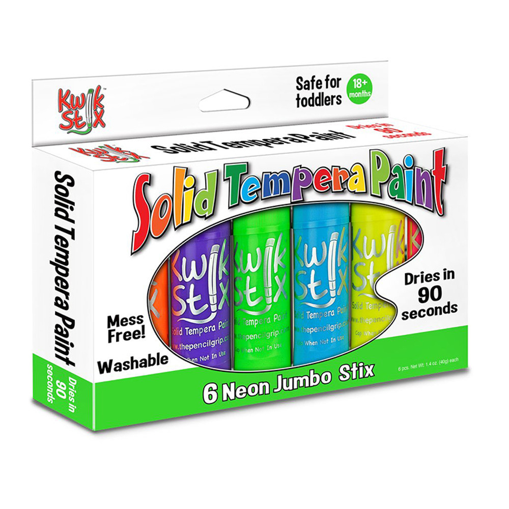 THE PENCIL GRIP The Pencil Grip™ Jumbo Solid Tempera Paint Stick, 6 Neon Colors