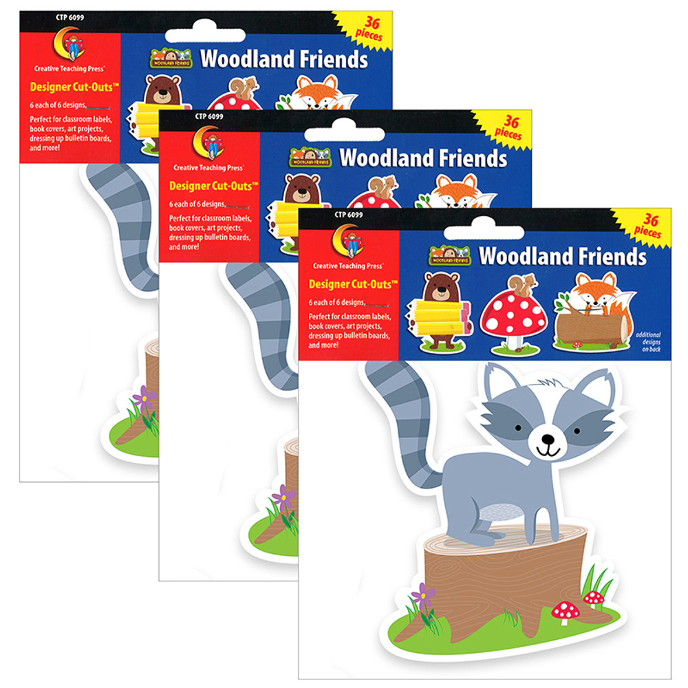 CREATIVE TEACHING PRESS Creative Teaching Press® Woodland Friends 6" Designer Cut-Outs, 36 Per Pack, 3 Packs