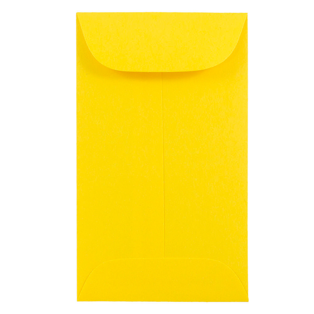 JAM PAPER AND ENVELOPE 356730547I JAM Paper Coin Envelopes, #5 1/2, Gummed Seal, Yellow, Pack Of 50 Envelopes