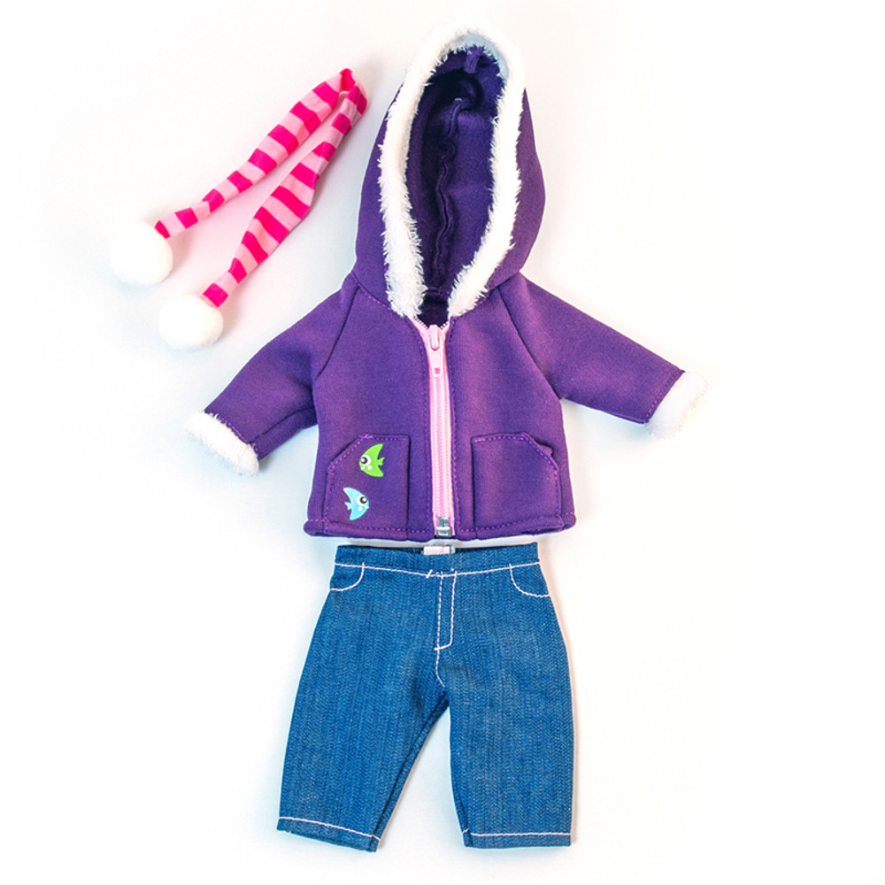 MINILAND EDUCATIONAL CORPORATION Miniland Doll Clothes, Fits 12-5/8" Dolls, Cold Weather Purple Fleece Set