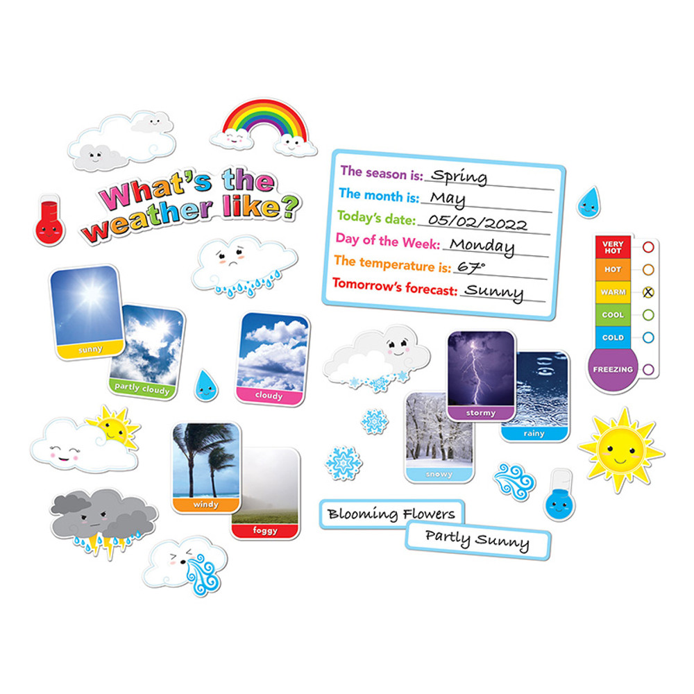 ASHLEY PRODUCTIONS Ashley Productions® Smart Poly® Mini Bulletin Board Set, Weather, 30 Piece Set