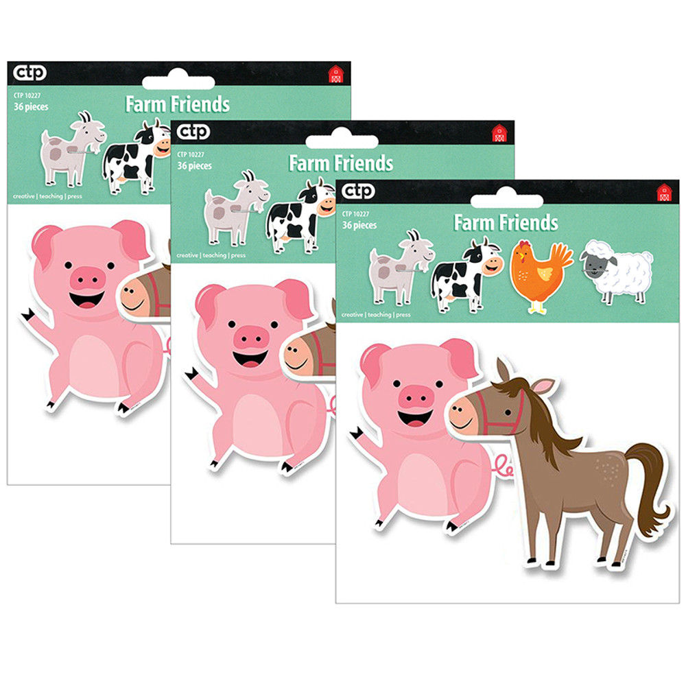 CREATIVE TEACHING PRESS Creative Teaching Press® Farm Friends 6" Designer Cut-Outs, 36 Per Pack, 3 Packs