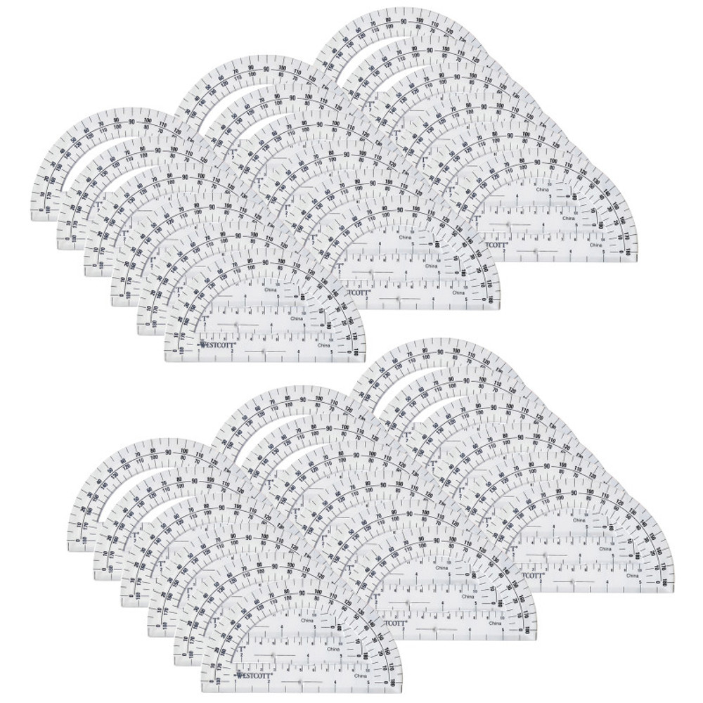 ACME UNITED CORPORATION Westcott® Protractor 6", 180 degree, Clear, Pack of 36