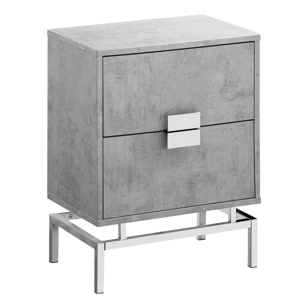 MONARCH PRODUCTS Monarch Specialties I 3491  Retro 2-Drawer Accent Table, Rectangular, Gray Cement/Chrome