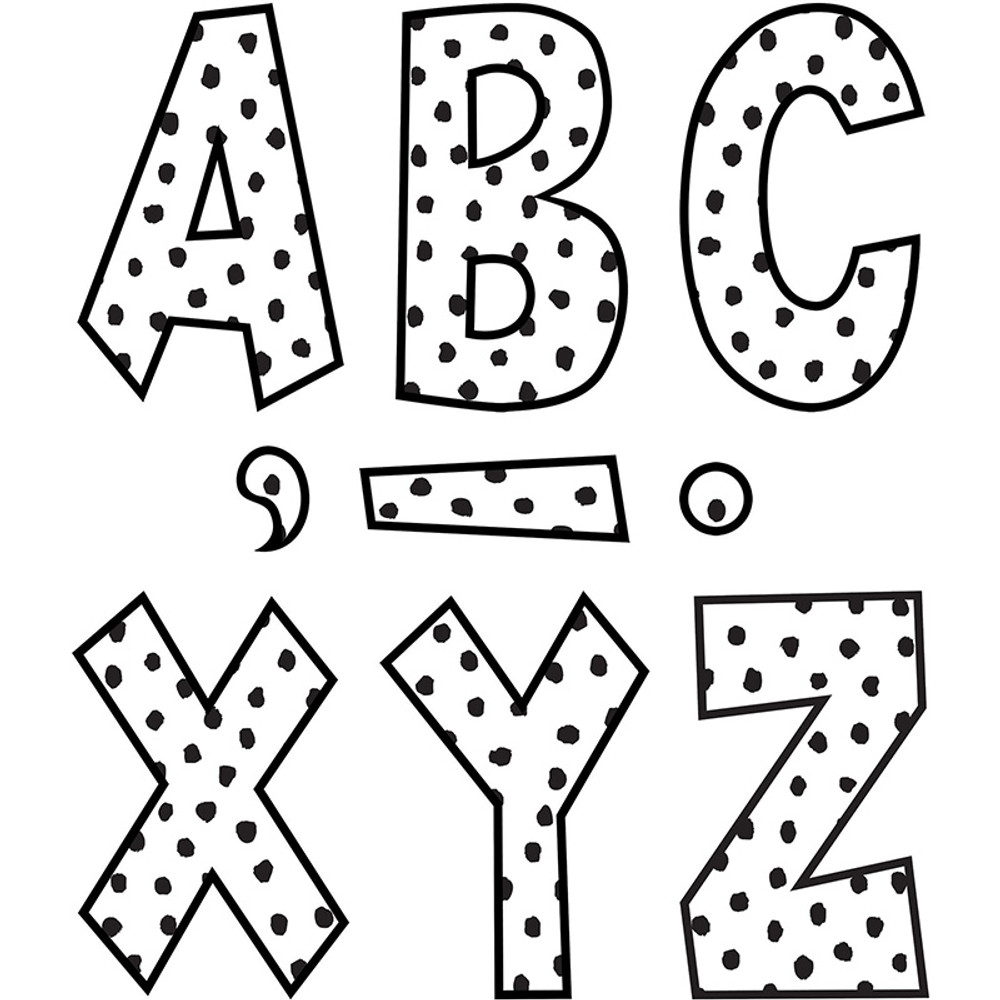 TEACHER CREATED RESOURCES Teacher Created Resources® Black Painted Dots on White 7" Fun Font Letters