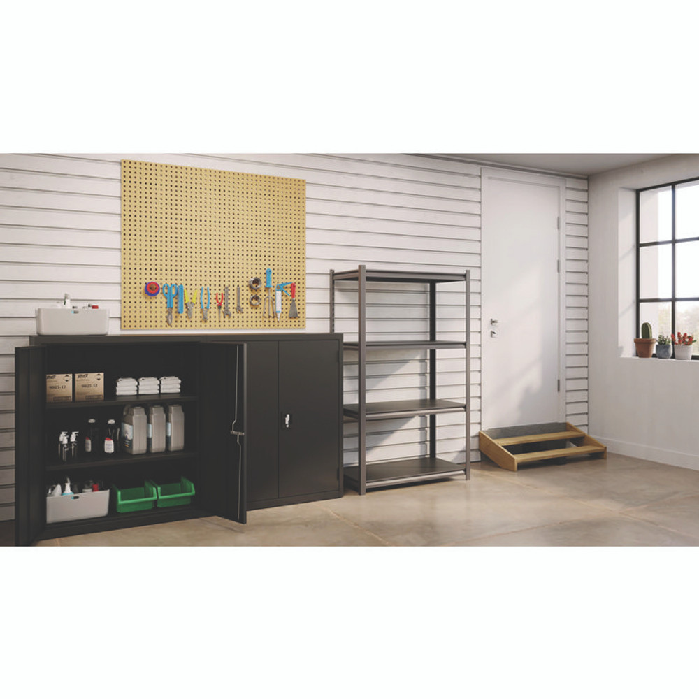 ALERA SU601836L Steel Shelving Unit with Laminate Shelves, Four-Shelf, 36w x 18d x 60h, Steel, Black/Gun Metal Gray