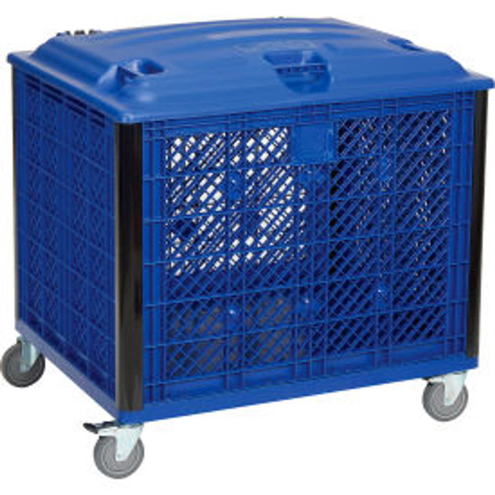 Global Industrial™ Easy Assembly Vented Wall Container - Lid/Casters 39-1/4x31-1/2x34 Overall p/n 603087P