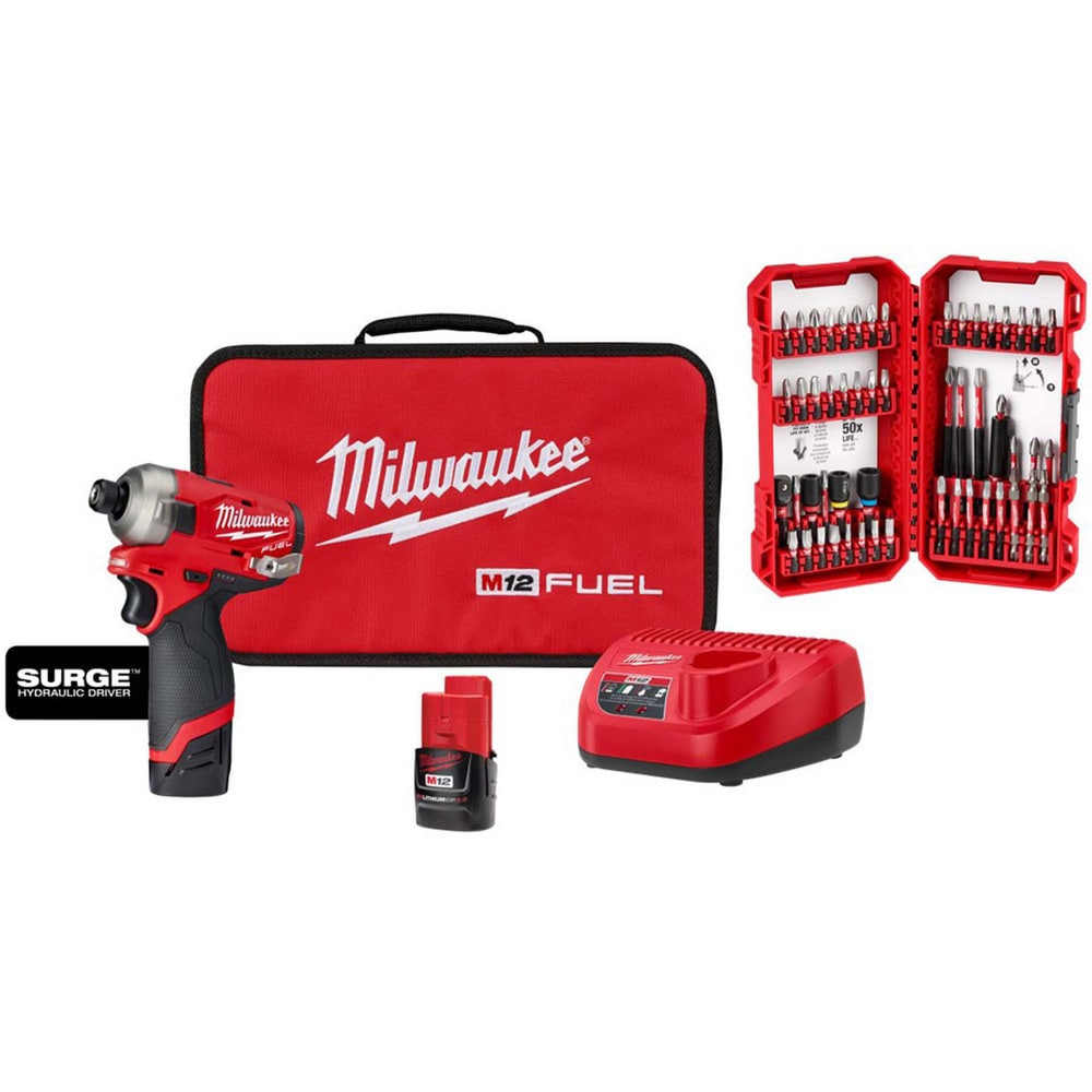 Milwaukee Tool 9049754/3552726 Impact Drivers; Voltage: 12.00 ; Handle Type: Pistol Grip ; Drive Size: 1/4 (Inch); Speed (RPM): 3000 ; Number Of Speeds: 4 ; Torque (In/Lb): 450.00