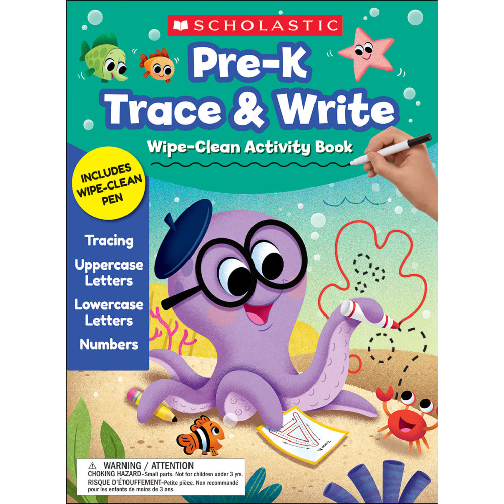 SCHOLASTIC TEACHER RESOURCES Scholastic 9781338678970  Pre-K Trace & Write Wipe-Clean Activity Book