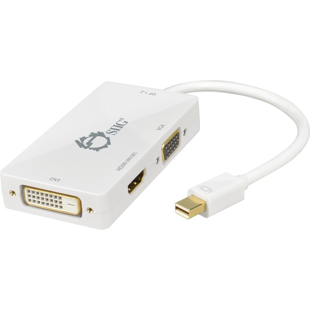 SIIG, INC. SIIG CB-DP1H11-S1  Mini DisplayPort 1.2 to 4K HDMI/DVI/VGA Conversion Adapter - DVI/HDMI/Mini DisplayPort/VGA for Tablet, Computer, Notebook - 2.70 GB/s - 1 Pack - 1 x Mini DisplayPort Male Digital Audio/Video - 1 x HDMI Female Digital Aud