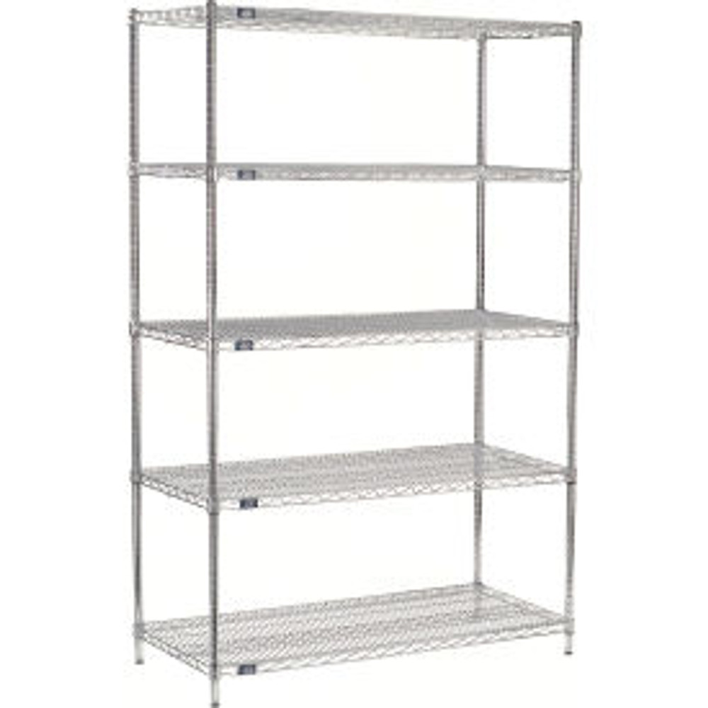 Global Industrial Nexel® 5 Shelf Stainless Steel Wire Shelving Unit Add On 54""W x 21""D x 63""H p/n B2345766