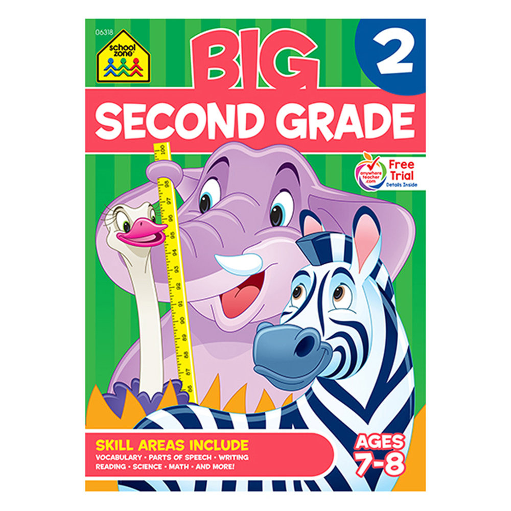 Support your childs academic success with a School Zone Publishing BIG Workbook. Perforated pages can turn activities into individual worksheets.  Includes over 300 pages of activities.  Skill focus is listed at bottom corner of each page.  Perforated pages are ideal for individual worksheets.  Helps to improve skills like counting, identifing, estimating, creating and measuring.
