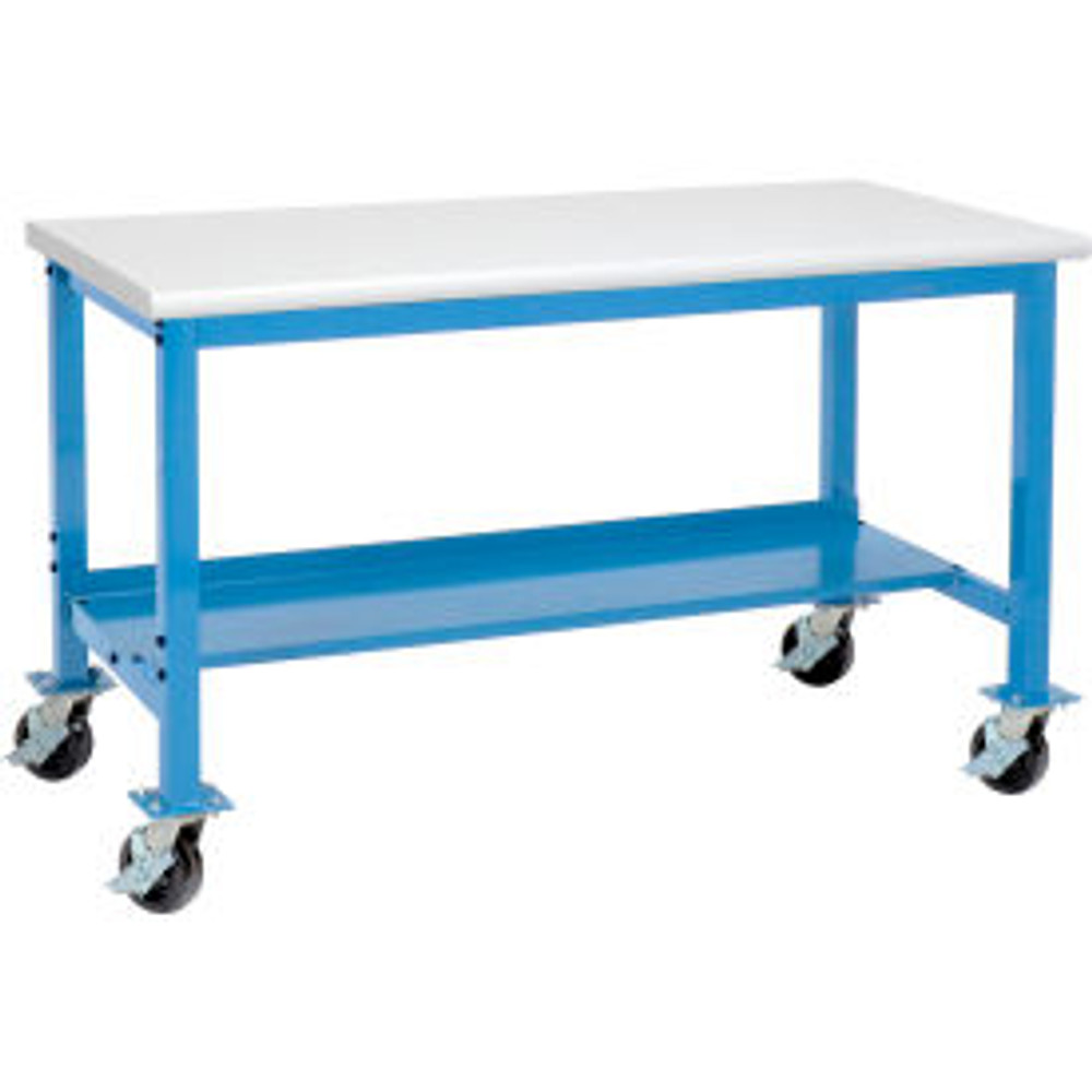 Global Industrial™ Mobile Production Workbench w/ ESD Safety Edge Top 60""W x 30""D Blue p/n 253992BL