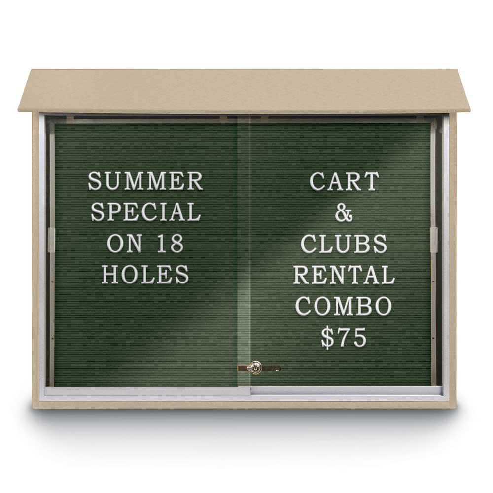 United Visual Products UVMC4536LB-SAND Enclosed Letter Board: 45" Wide, 36" High, Recycled Plastics, Sand