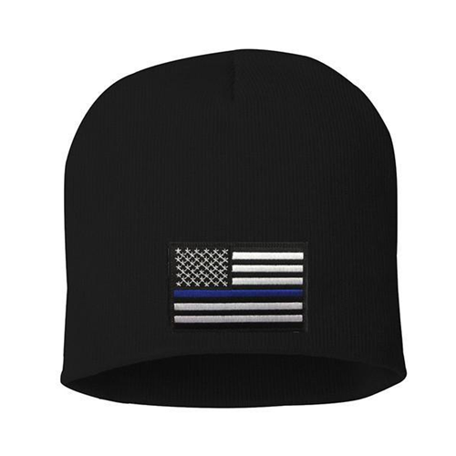 Thin Blue Line BEANIE-8INCH-TBL-BLACK Thin Blue Line Knit Beanie 8 Inch
