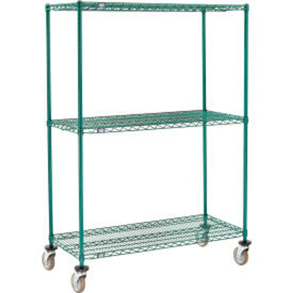 Global Industrial Nexel® 3 Shelf Truck Poly-Green® 72""W x 18""D x 60""H Polyurethane Swivel Casters p/n B3158001