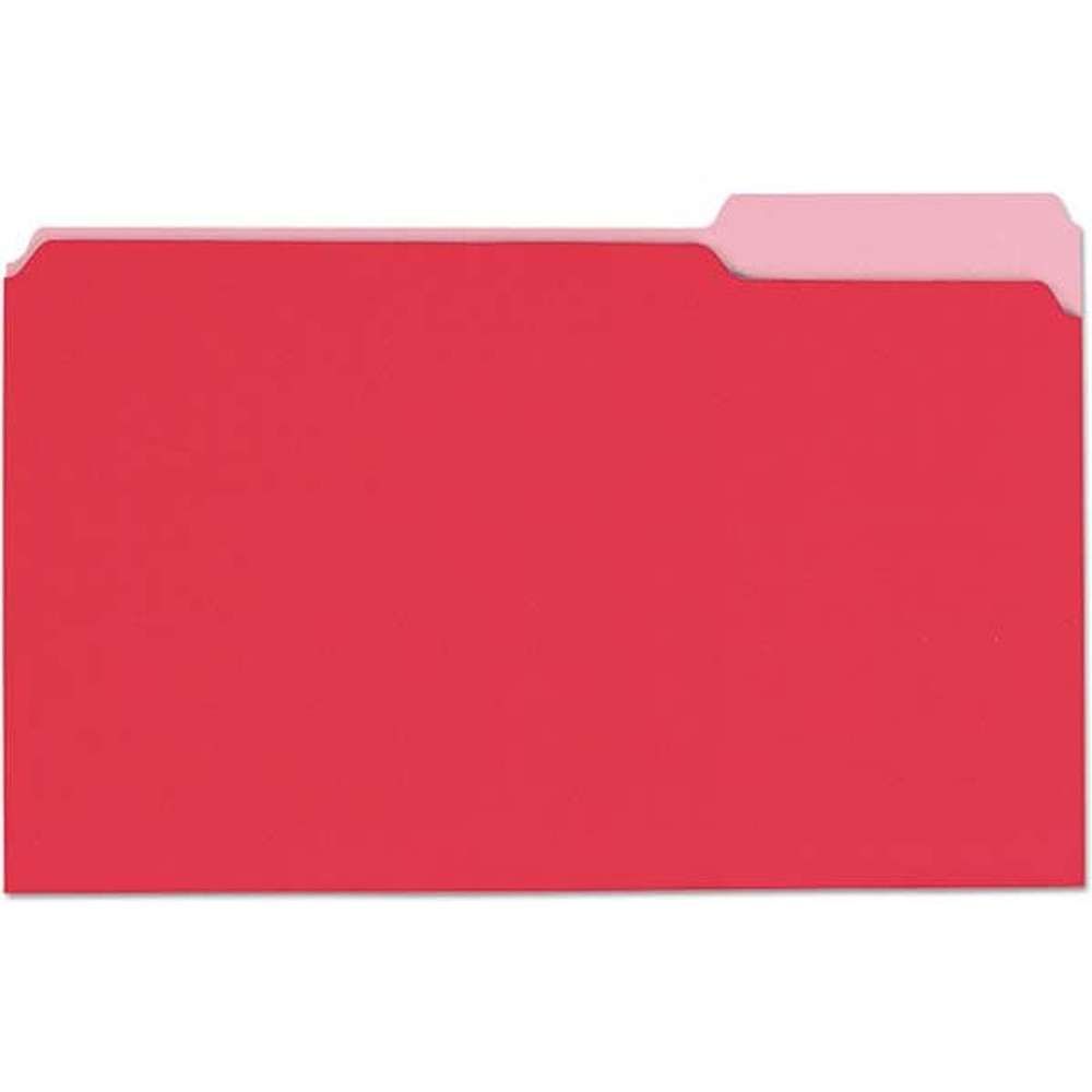 UNIVERSAL UNV10523 File Folders with Top Tab: Legal, Red, 100/Pack