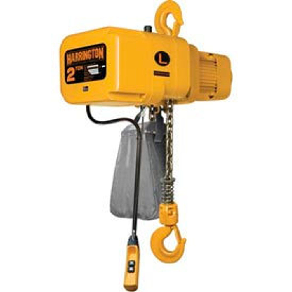 Harrington Hoists & Cranes NER Electric Chain Hoist w/ Hook Suspension - 2-1/2 Ton 10' Lift 22 ft/min 460V p/n NER025S-10-460V