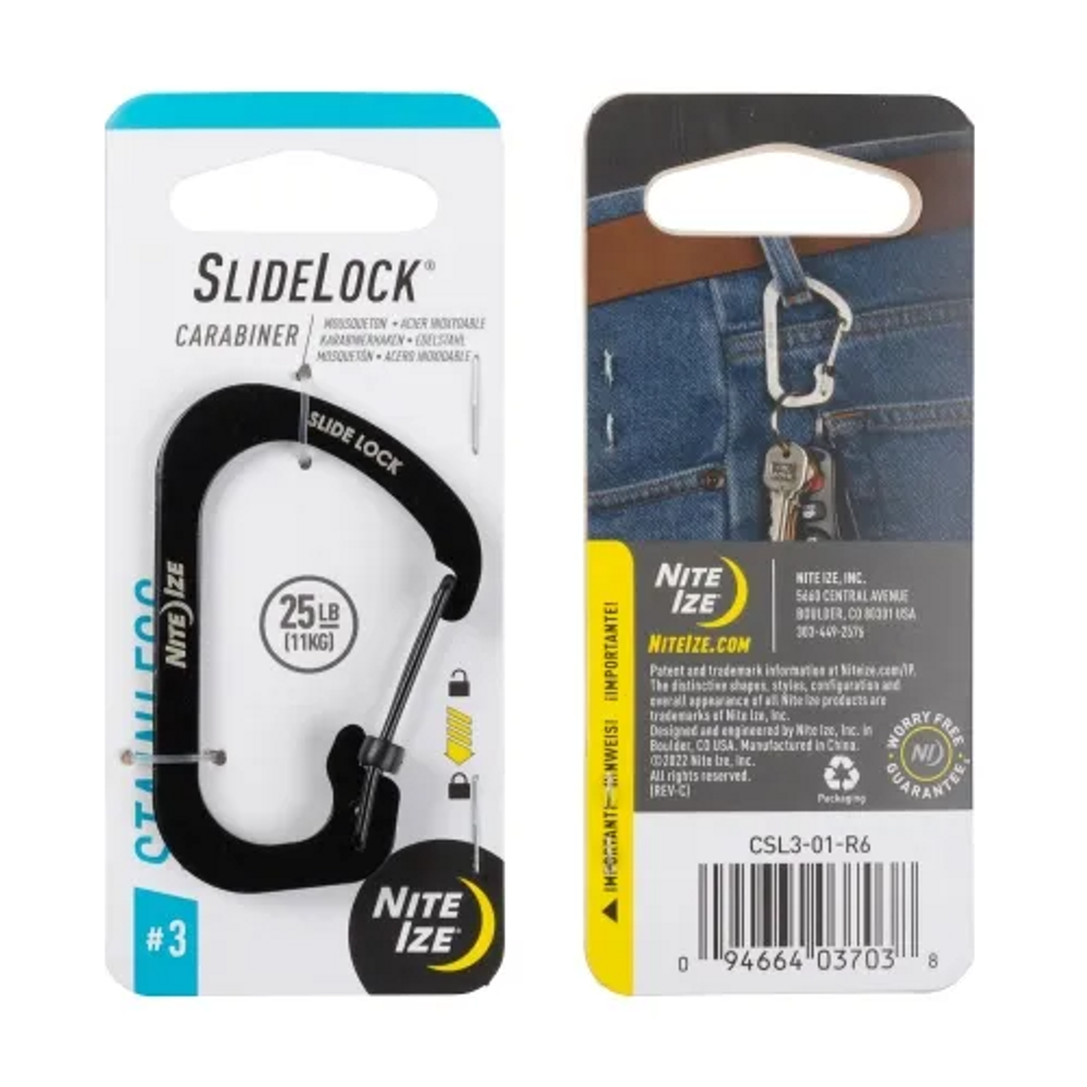 Nite-Ize CSL3-01-R6 SlideLock Carabiner Stainless Steel #3  SlideLock Carabiner Stainless Steel #3  SlideLock Carabiner Stainless Steel #3