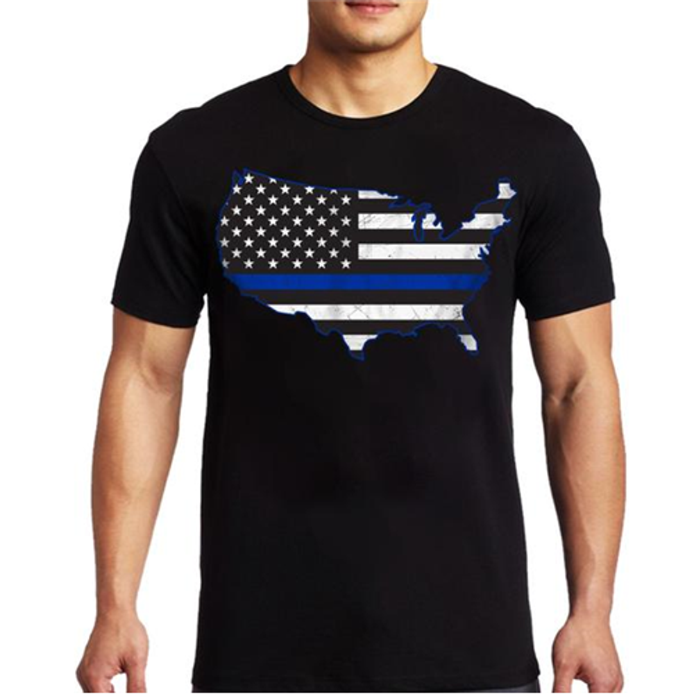 Thin Blue Line MEN-USA-BLACK-SMALL Men's T-Shirt - USA Thin Blue Line