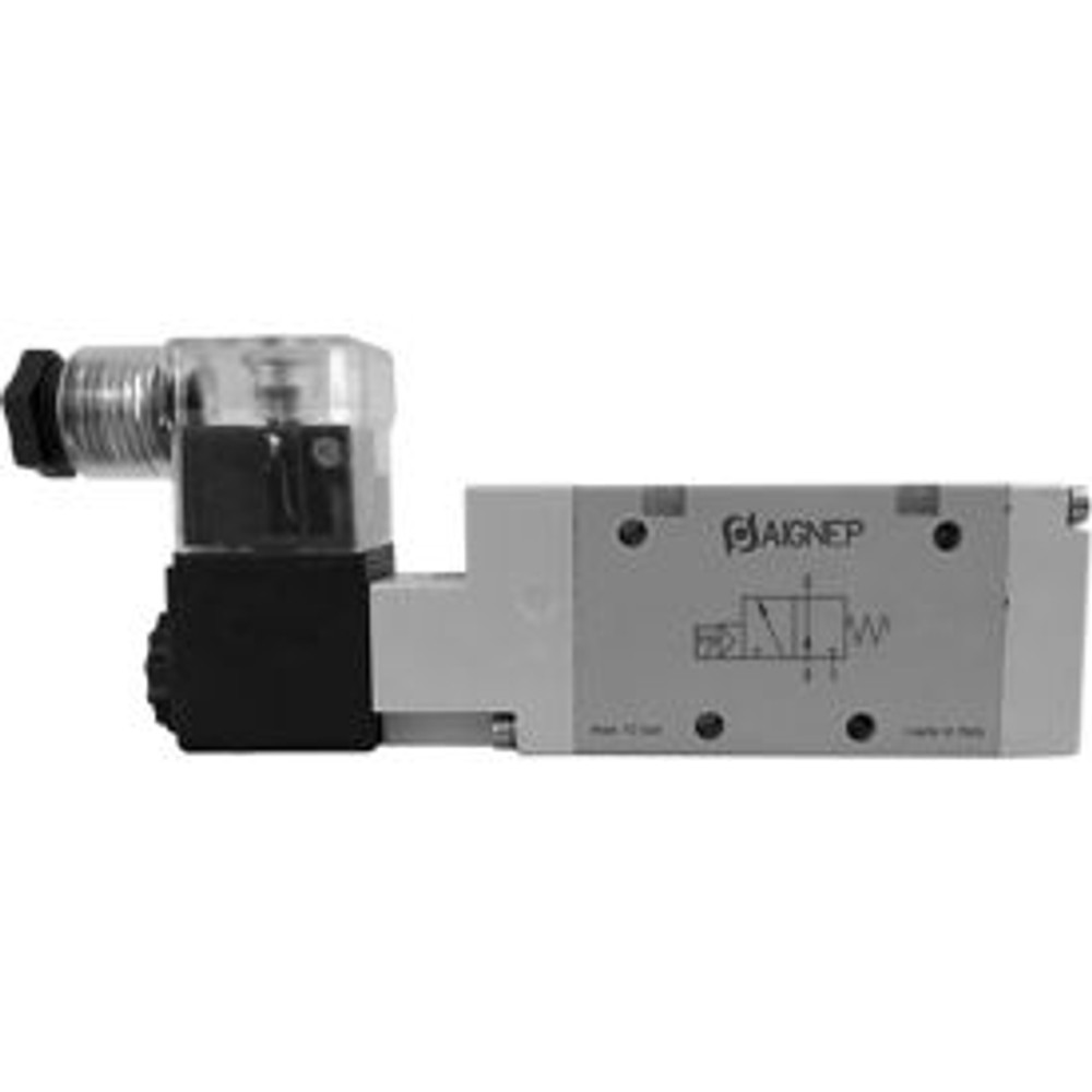 Alpha Technologies Llc Aignep USA 3/2 Closed Single Solenoid Valve Pilot/Spr Return G 1/8 24V DC/3W Coil LED Connection p/n 01VS03NC020202