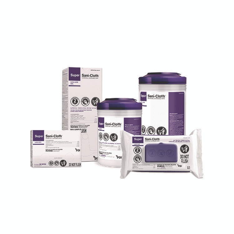 SANI PROFESSIONAL A22480 Super Sani-Cloth Germicidal Disposable Wipes, Large, 1-Ply, 8.2 x 9.8, Unscented, White, 80/Pack