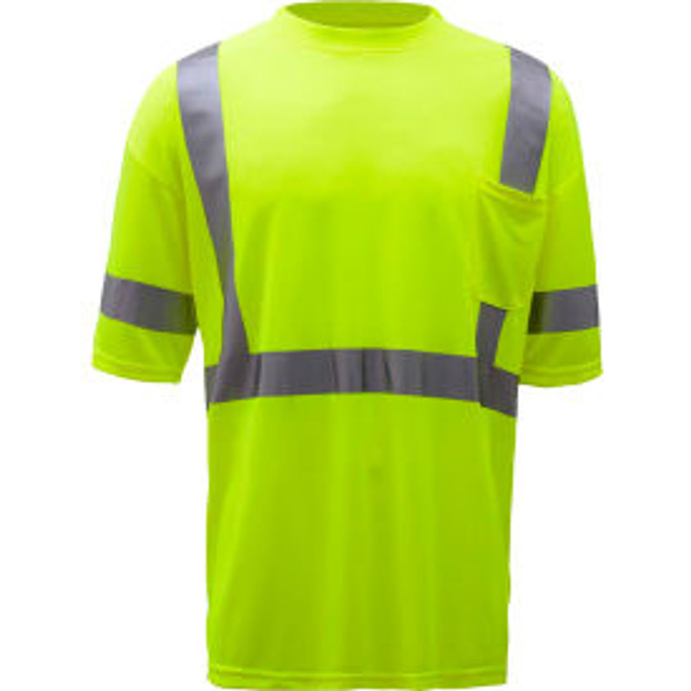GSS Safety LLC GSS Safety 5007 Class 3 Hi-Viz Moisture Wicking Birdseye Short Sleeve T-Shirt Lime 2XL Tall p/n 5007-2XL TALL