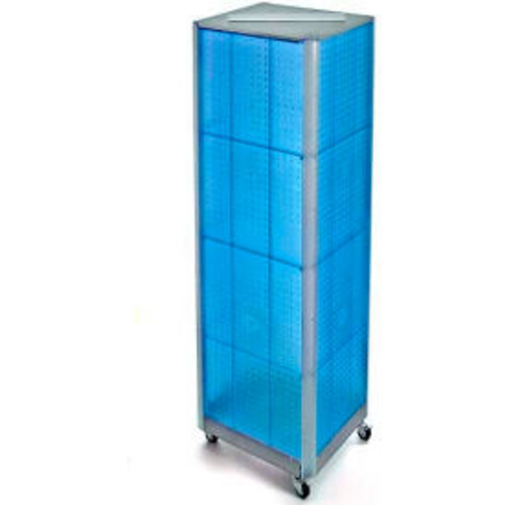 Azar International Global Approved 700406-BLU Four-Sided Spinning Pegboard Floor Display W/ Wheels 16"" x 60"" Blue p/n 700406-BLU