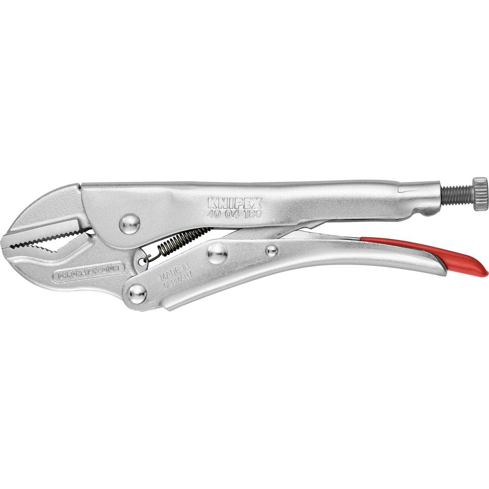 Knipex 40 04 180 Locking Pliers; Jaw Texture: Serrated ; Jaw Style: Serrated ; Overall Length Range: 6"-8.9" ; Overall Length (Inch): 7-1/4in ; Handle Type: Standard ; Body Material: Steel