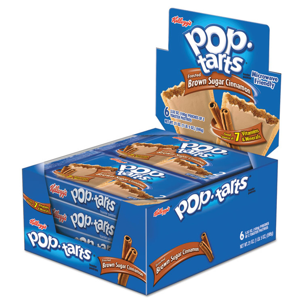 KELLOGG'S 31131 Pop Tarts, Frosted Brown Sugar Cinnamon, 3.52 oz, 2/Pack, 6 Packs/Box