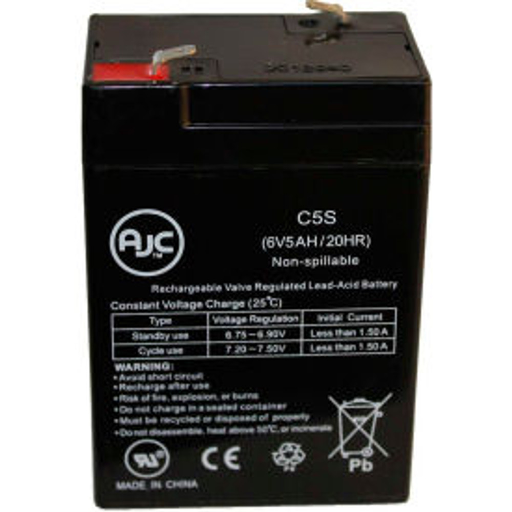 Battery Clerk LLC AJC®  PowerSonic PS-640F1 6V 5Ah Sealed Lead Acid Battery p/n AJC-C5S-A-1-155387