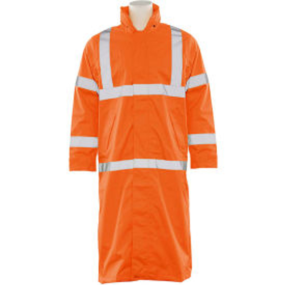 Erb Industries Inc ERB® S163 ANSI Class 3 Long Raincoat M Hi-Viz Orange p/n WEL62035HOMD