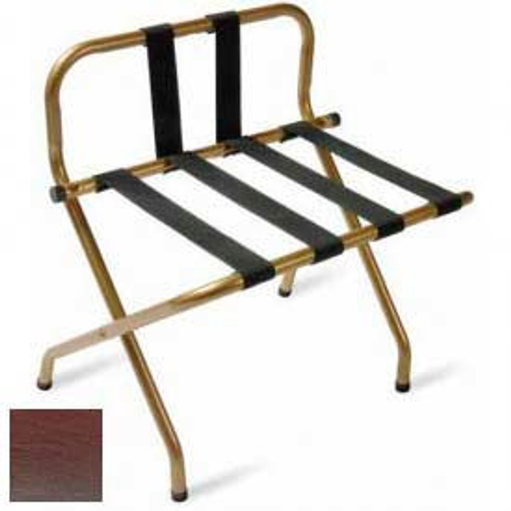 Central Specialties Ltd. - Csl Luxury High Back Walnut Luggage Rack w/ Back Strap Black Straps 6 Pack p/n 1055B-WA-BL