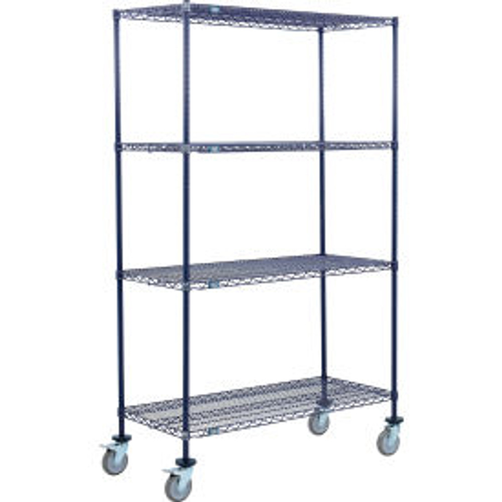 Global Industrial Nexel® 4 Shelf Truck Nexelon® 48""W x 21""D x 60""H Polyurethane Swivel Casters 2 Brake p/n B3158173