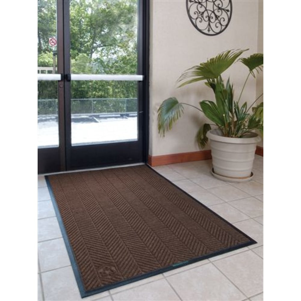 M+A MATTING 2240750310  WaterHog Floor Mat, Max Herringbone, 3ft x 10ft, Chestnut Brown