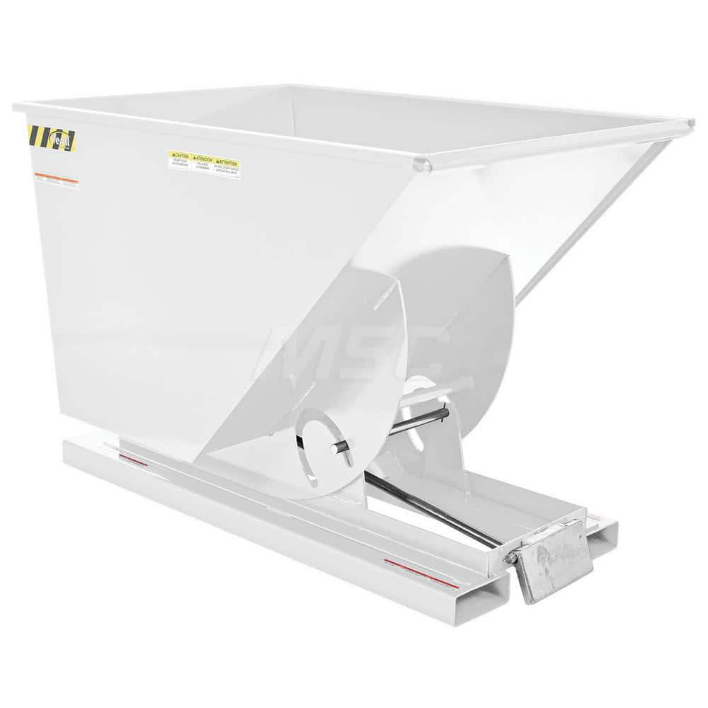 Vestil D-100-LD-WHT Stationary Tilt Hopper: 2,000 lb Capacity, 42" Wide, 61.13" Long, 42.6875" High