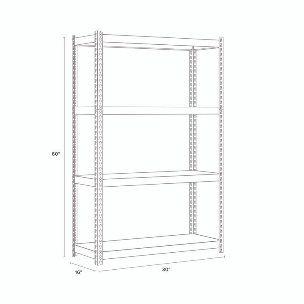 ALERA SU601630P Steel Shelving with Particleboard Shelves, Four-Shelf, 30w x 16d x 60h, Steel, Black