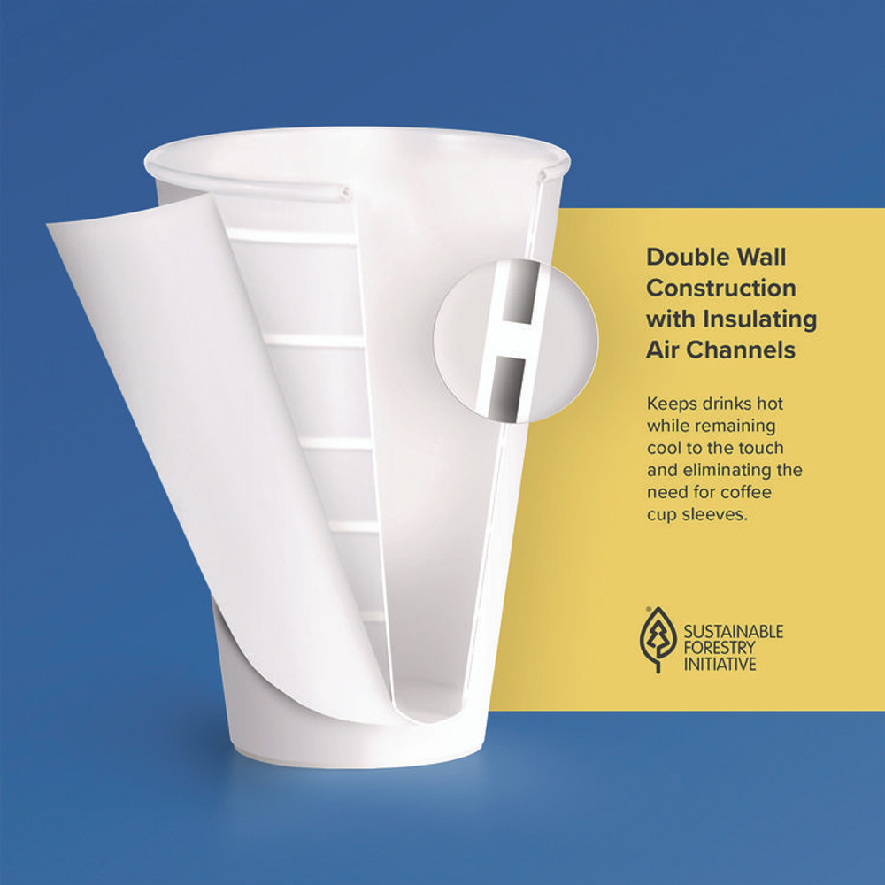 DART SOLO® DWTG24W Thermoguard Insulated Paper Hot Cups, 24 oz, White Sustainable Forest Design, 600/Carton