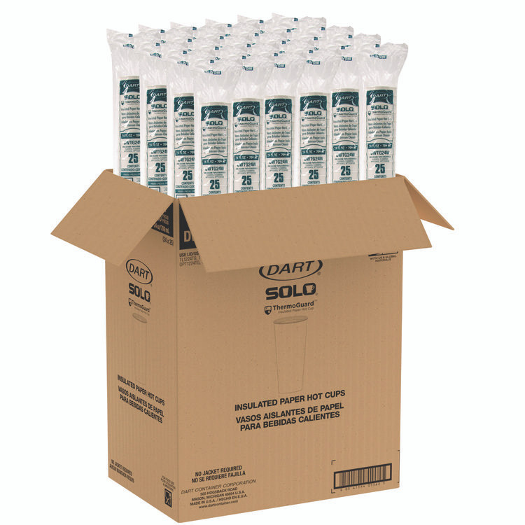 DART SOLO® DWTG24W Thermoguard Insulated Paper Hot Cups, 24 oz, White Sustainable Forest Design, 600/Carton