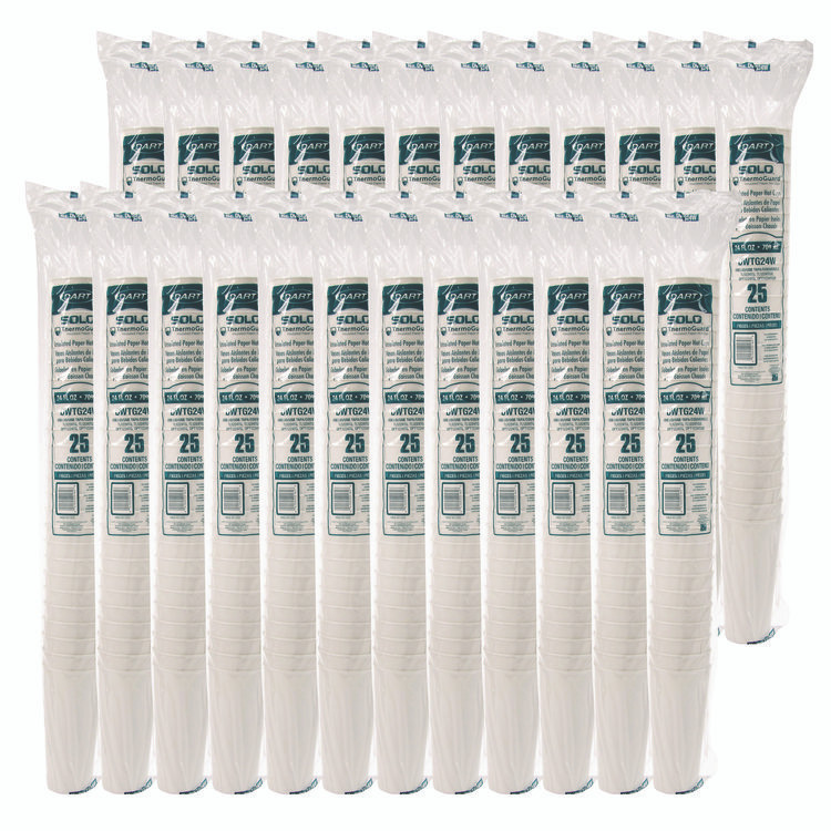 DART SOLO® DWTG24W Thermoguard Insulated Paper Hot Cups, 24 oz, White Sustainable Forest Design, 600/Carton