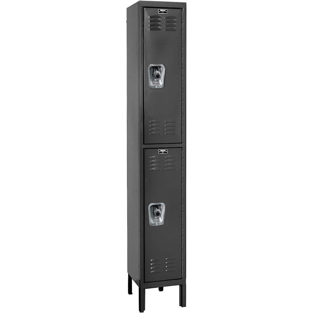 Hallowell URB1258-2A-ME Lockers; Locker Style: Horizontal ; Locker Configuration: 1-Wide ; Assembled: Yes ; Shelf Capacity: 0 ; Handle Type: Recessed ; Locker Material: Steel