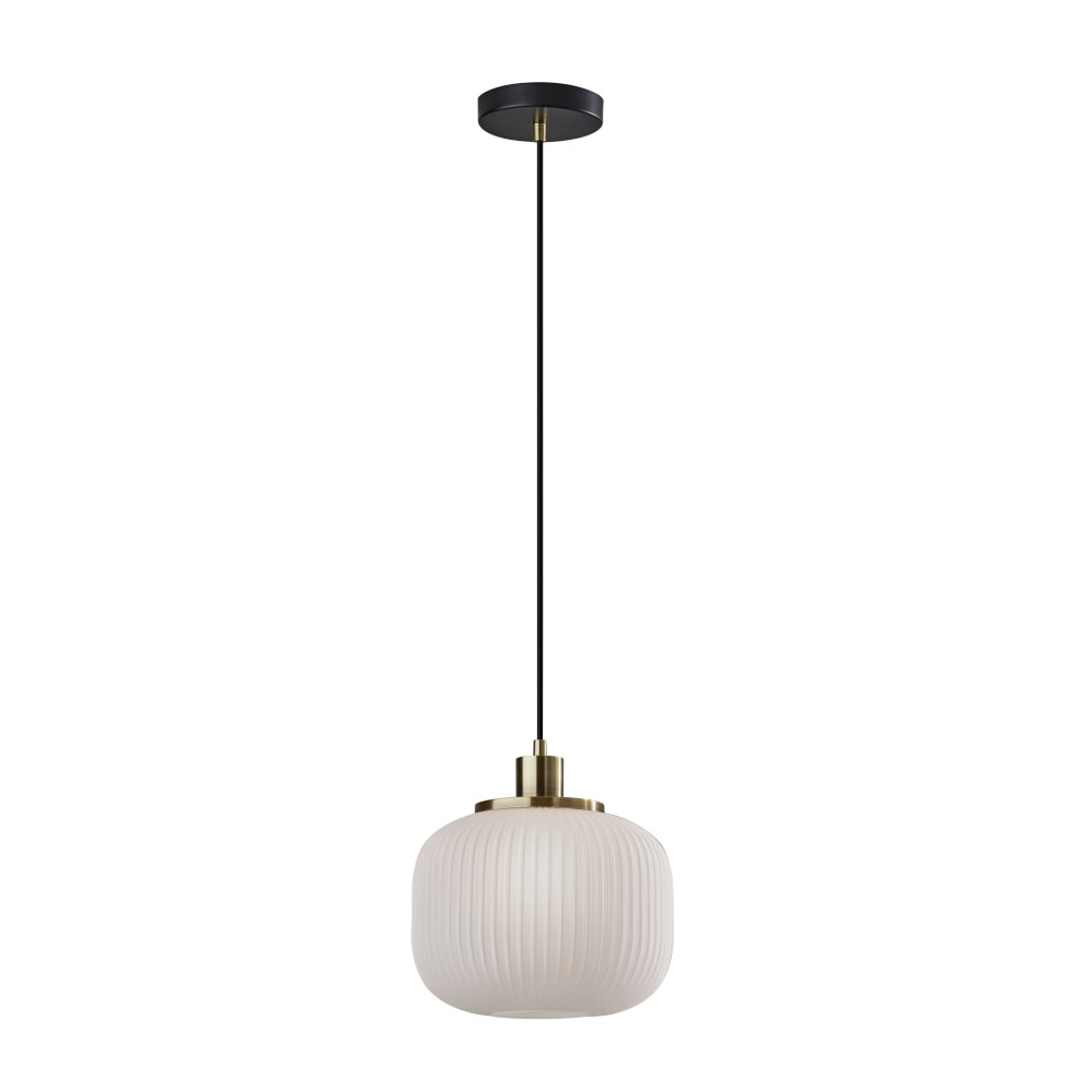 ADESSO INC 4276-21 Adesso Hazel Pendant Lamp, 10inW, Frosted Glass Shade/Antique Brass Base