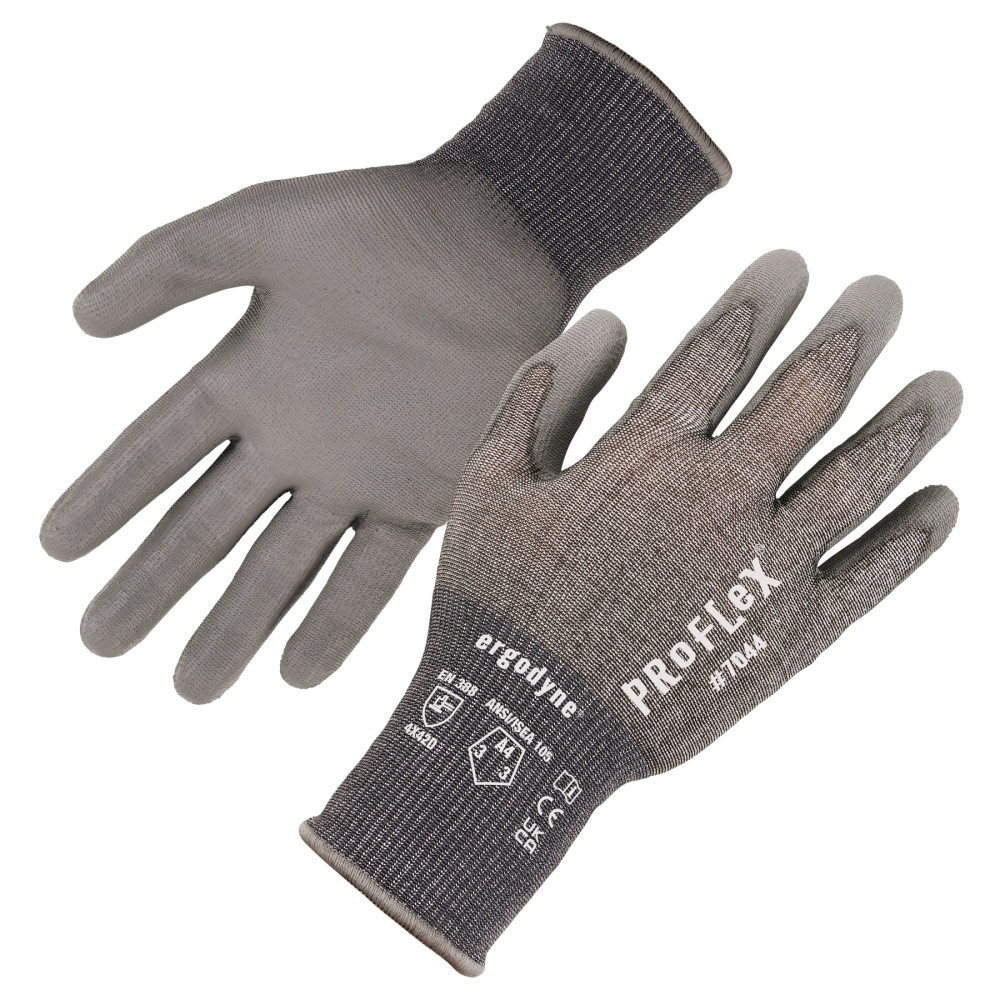 ERGODYNE CORPORATION 10486 Ergodyne Proflex 7044-12PR PU-Coated Cut-Resistant Gloves, Gray, 2X, Set Of 12 Pairs