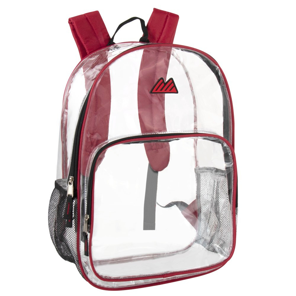 A.D. SUTTON & SONS/PACESETTER Summit Ridge 2007RED  Heavy-Duty Clear Backpack, Red Trim