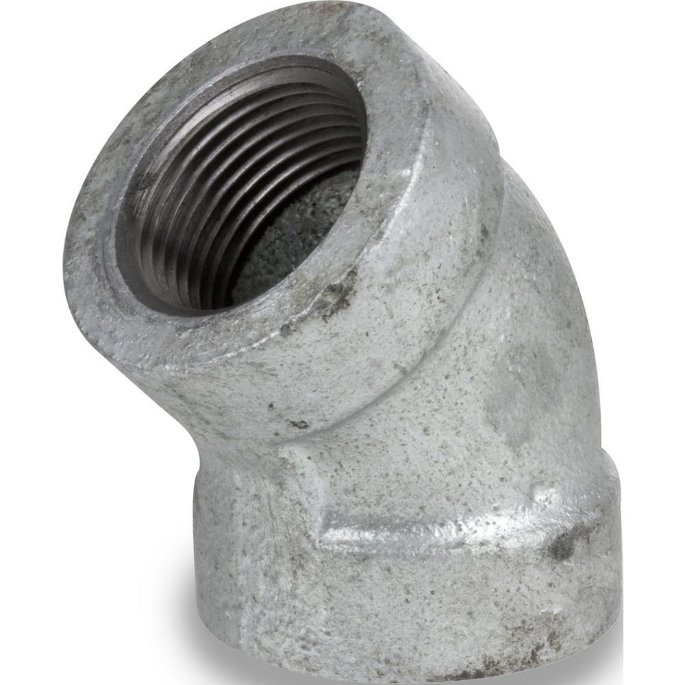 USA Industrials ZUSA-PF-20696 Galvanized Pipe Fittings; Fitting Type: Elbow ; Fitting Size: 3/4 ; Material: Galvanized Iron ; Fitting Shape: 450 Elbow ; Thread Standard: NPT ; Liquid and Gas Pressure Rating (psi): 300