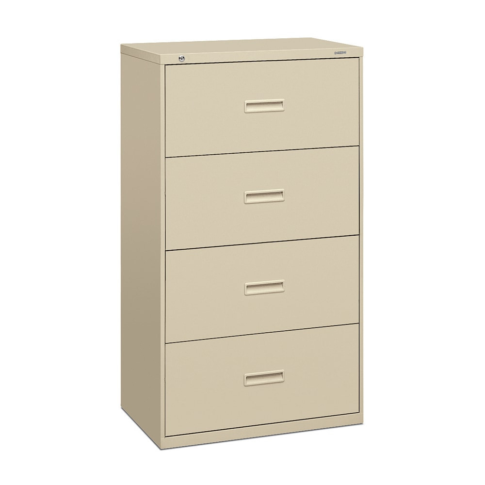 HNI CORPORATION HON 434L-L basyx by HON 400 30inW x 19-1/4inD Lateral 4-Drawer File Cabinet, Putty