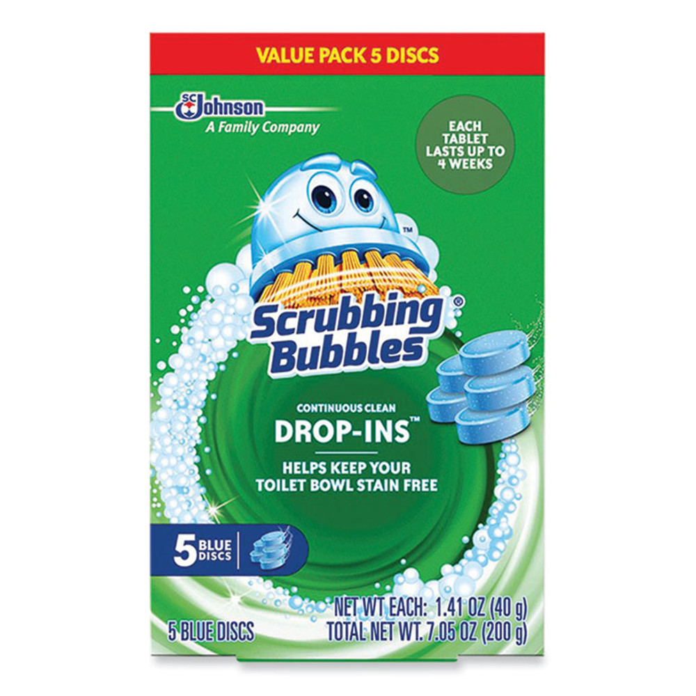 SC JOHNSON Scrubbing Bubbles® 307946 Drop-Ins Toilet Cleaning Tablets, 1.41 oz Tablets, 5/Pack