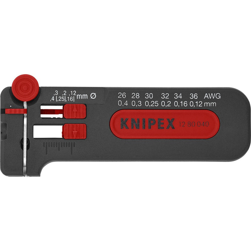 Knipex 12 80 040 SB Wire & Cable Strippers; Maximum Capacity: 0.12 to 0.4 mm ; Type: Wire Strippers ; Minimum Wire Gauge: 26-36 AWG ; Insulated: No ; Wire Type: AWG ; Body Material: Plastic