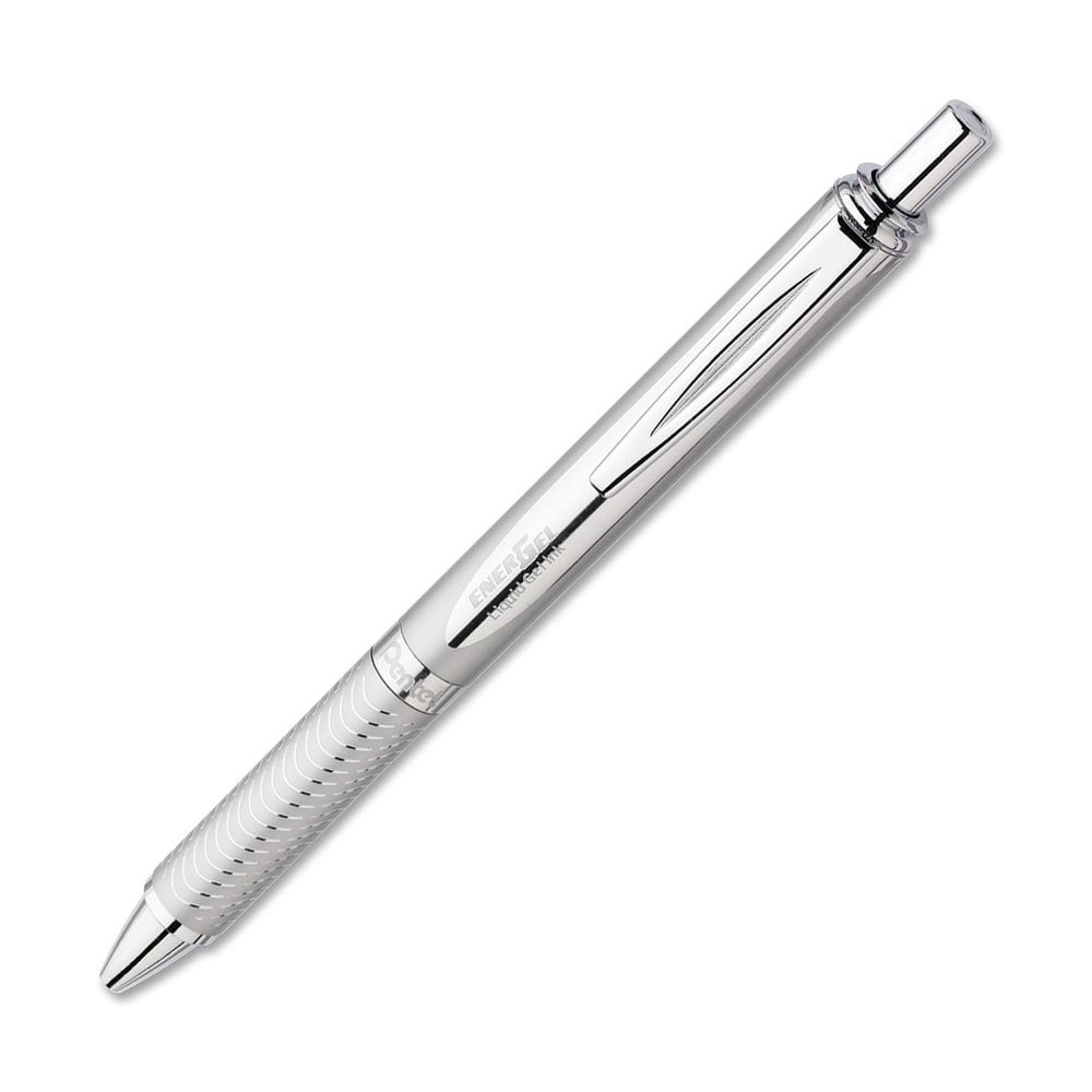 PENTEL OF AMERICA, LTD. Pentel BL407-A  EnerGel Alloy Retractable Gel Pens, Medium Point, 0.7 mm, Metallic Silver Barrel, Black Ink